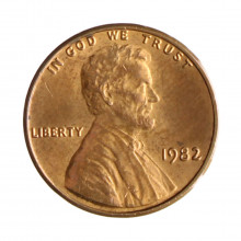 Km#201 1 Cent 1982 MBC+ Estados Unidos  América  Lincoln Memorial  Bronze 19(mm) 3.11(gr)