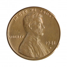 Km#201 1 Cent 1981 D MBC Estados Unidos  América  Lincoln Memorial  Bronze 19(mm) 3.11(gr)