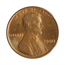 Km#201 1 Cent 1980 MBC Estados Unidos América Lincoln Memorial Bronze 19(mm) 3.11(gr)