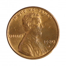 Km#201 1 Cent 1980 D MBC+ Estados Unidos América Lincoln Memorial Bronze 19(mm) 3.11(gr)