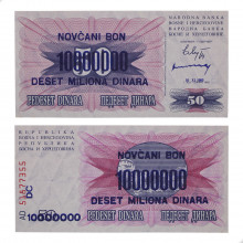 P#36a 10 000 000 Dinara 1993 FE Bósnia e Herzegovina Europa Não Emitido
