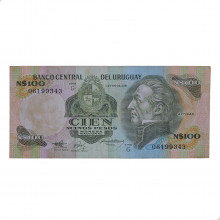 P#62A 100 Nuevos Pesos 1987 MBC Uruguai América