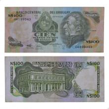 P#62A 100 Nuevos Pesos 1987 MBC Uruguai América