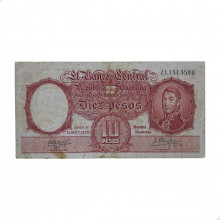 P#270c 10 Pesos 1960-1962 BC Argentina América C/Peq. Rasgadinho na Parte Inferior