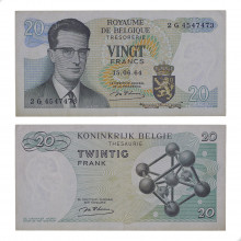 P#138a.1 20 Francs 1964 MBC+ Bélgica Europa