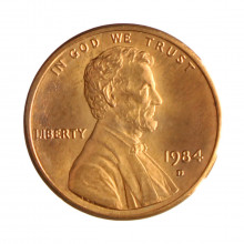 Km#201b 1 Cent 1984 D MBC+ Estados Unidos América Lincoln Memorial Zinco com revestimento de cobre 19.05(mm) 2.5(gr)