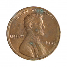 Km#201b 1 Cent 1983 MBC Estados Unidos  América  Lincoln Memorial  Zinco com revestimento de cobre  19.05(mm) 2.5(gr)