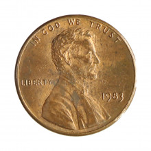 Km#201b 1 Cent 1983 MBC Estados Unidos  América  Lincoln Memorial  Zinco com revestimento de cobre  19.05(mm) 2.5(gr)