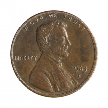 Km#201b 1 Cent 1983 D MBC Estados Unidos  América  Lincoln Memorial  Zinco com revestimento de cobre  19.05(mm) 2.5(gr)