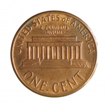 Km#201b 1 Cent 1987 MBC Estados Unidos  América  Lincoln Memorial  Zinco com revestimento de cobre  19.05(mm) 2.5(gr)