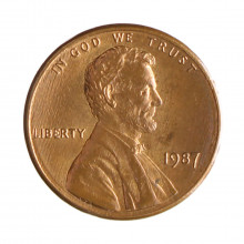 Km#201b 1 Cent 1987 MBC+ Estados Unidos  América  Lincoln Memorial  Zinco com revestimento de cobre  19.05(mm) 2.5(gr)