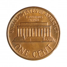 Km#201b 1 Cent 1986 MBC+ Estados Unidos  América  Lincoln Memorial  Zinco com revestimento de cobre  19.05(mm) 2.5(gr)