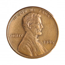 Km#201b 1 Cent 1986 MBC Estados Unidos  América  Lincoln Memorial  Zinco com revestimento de cobre  19.05(mm) 2.5(gr)