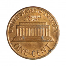 Km#201b 1 Cent 1988 BC Estados Unidos América Lincoln Memorial Zinco com revestimento de cobre 19.05(mm) 2.5(gr)