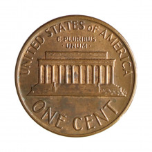Km#201b 1 Cent 1988 MBC Estados Unidos  América  Lincoln Memorial  Zinco com revestimento de cobre  19.05(mm) 2.5(gr)