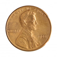 Km#201b 1 Cent 1988 MBC+ Estados Unidos  América  Lincoln Memorial  Zinco com revestimento de cobre  19.05(mm) 2.5(gr)