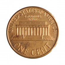 Km#201b 1 Cent 1988 MBC+ Estados Unidos  América  Lincoln Memorial  Zinco com revestimento de cobre  19.05(mm) 2.5(gr)