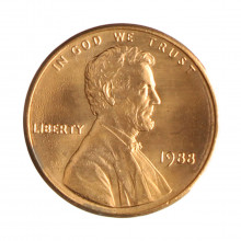 Km#201b 1 Cent 1988 MBC/SOB Estados Unidos  América  Lincoln Memorial  Zinco com revestimento de cobre  19.05(mm) 2.5(gr