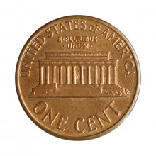 Km#201b 1 Cent 1990 MBC+ Estados Unidos  América  Lincoln Memorial  Zinco com revestimento de cobre  19.05(mm) 2.5(gr)