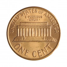 Km#201b 1 Cent 1990 D MBC+ Estados Unidos  América  Lincoln Memorial  Zinco com revestimento de cobre  19.05(mm) 2.5(gr)