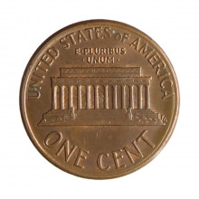 Km#201b 1 Cent 1989 BC Estados Unidos  América  Lincoln Memorial  Zinco com revestimento de cobre  19.05(mm) 2.5(gr)