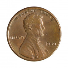 Km#201b 1 Cent 1989 MBC Estados Unidos  América  Lincoln Memorial  Zinco com revestimento de cobre  19.05(mm) 2.5(gr)