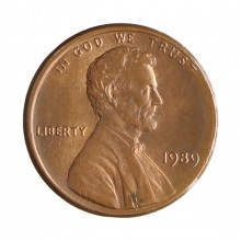 Km#201b 1 Cent 1989 MBC+ Estados Unidos  América  Lincoln Memorial  Zinco com revestimento de cobre  19.05(mm) 2.5(gr)