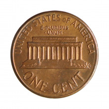 Km#201b 1 Cent 1989 MBC+ Estados Unidos  América  Lincoln Memorial  Zinco com revestimento de cobre  19.05(mm) 2.5(gr)