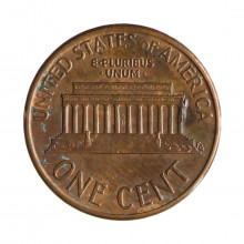 Km#201b 1 Cent 1991 BC Estados Unidos  América  Lincoln Memorial  Zinco com revestimento de cobre  19.05(mm) 2.5(gr)