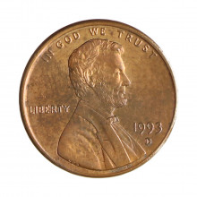 Km#201b 1 Cent 1993 D MBC Estados Unidos  América  Lincoln Memorial  Zinco com revestimento de cobre  19.05(mm) 2.5(gr)