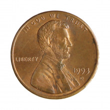 Km#201b 1 Cent 1993 D MBC+ Estados Unidos  América  Lincoln Memorial  Zinco com revestimento de cobre  19.05(mm) 2.5(gr)