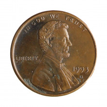 Km#201b 1 Cent 1993 D BC Estados Unidos  América  Lincoln Memorial  Zinco com revestimento de cobre  19.05(mm) 2.5(gr)