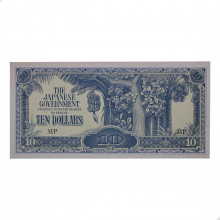 P#M7c 10 Dollars 1944 FE Malásia Ásia Banana Money Ocupação Japonesa