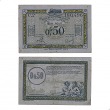 P#R4 0.5 Franc 1923 MBC França Europa Ocupação Alemã Régie des Chemins de Fer - Saar Basin