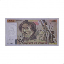 P#154e 100 Francs Delacroix 1990 MBC França Europa C/Peq Furos