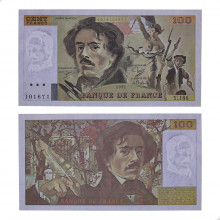 P#154e 100 Francs Delacroix 1991 SOB/FE França Europa