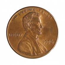 Km#201b 1 Cent 1996 MBC Estados Unidos  América  Lincoln Memorial  Zinco com revestimento de cobre  19.05(mm) 2.5(gr)