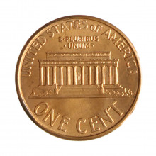 Km#201b 1 Cent 1996 MBC+ Estados Unidos  América  Lincoln Memorial  Zinco com revestimento de cobre  19.05(mm) 2.5(gr)