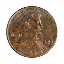 Km#201b 1 Cent 1995 BC Estados Unidos  América  Lincoln Memorial  Zinco com revestimento de cobre  19.05(mm) 2.5(gr)