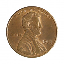 Km#201b 1 Cent 1995 MBC Estados Unidos  América  Lincoln Memorial  Zinco com revestimento de cobre  19.05(mm) 2.5(gr)