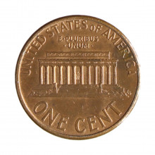 Km#201b 1 Cent 1995 MBC+ Estados Unidos  América  Lincoln Memorial  Zinco com revestimento de cobre  19.05(mm) 2.5(gr)