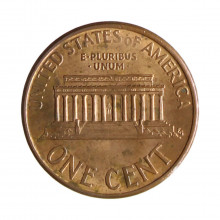 Km#201b 1 Cent 1995 D MBC Estados Unidos  América  Lincoln Memorial  Zinco com revestimento de cobre  19.05(mm) 2.5(gr)