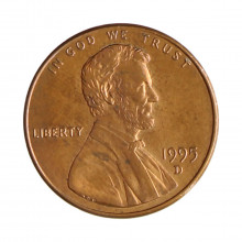 Km#201b 1 Cent 1995 D MBC+ Estados Unidos  América  Lincoln Memorial  Zinco com revestimento de cobre  19.05(mm) 2.5(gr)