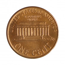 Km#201b 1 Cent 1995 D MBC+ Estados Unidos  América  Lincoln Memorial  Zinco com revestimento de cobre  19.05(mm) 2.5(gr)