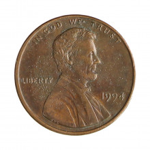 Km#201b 1 Cent 1994 BC Estados Unidos  América  Lincoln Memorial  Zinco com revestimento de cobre  19.05(mm) 2.5(gr)