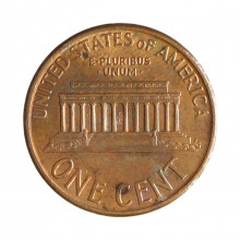 Km#201b 1 Cent 1994 MBC Estados Unidos  América  Lincoln Memorial  Zinco com revestimento de cobre  19.05(mm) 2.5(gr)