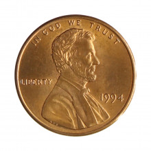 Km#201b 1 Cent 1994 MBC+ Estados Unidos  América  Lincoln Memorial  Zinco com revestimento de cobre  19.05(mm) 2.5(gr)