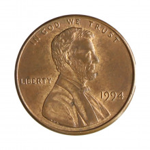 Km#201b 1 Cent 1994 MBC+ Estados Unidos  América  Lincoln Memorial  Zinco com revestimento de cobre  19.05(mm) 2.5(gr)