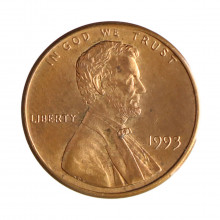Km#201b 1 Cent 1993 MBC Estados Unidos  América  Lincoln Memorial  Zinco com revestimento de cobre  19.05(mm) 2.5(gr)