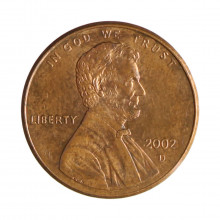Km#201b 1 Cent 2002 D MBC Estados Unidos  América  Lincoln Memorial  Zinco com revestimento de cobre  19.05(mm) 2.5(gr)